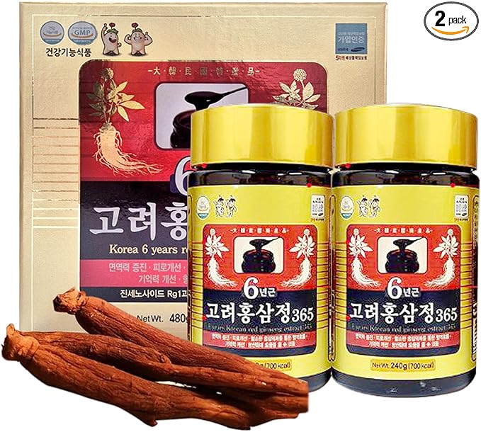 HongSamJeong, Korean 6years Root Red Ginseng Gold Extract, Saponin, Panax, 8.5 Ounce (Pack of 2)