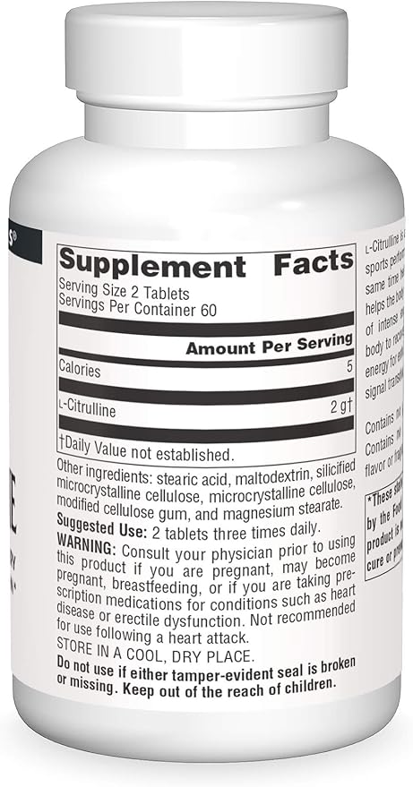 Source Naturals L-Citrulline 1000mg - Nitric Oxcide Booster - 120 Tablets