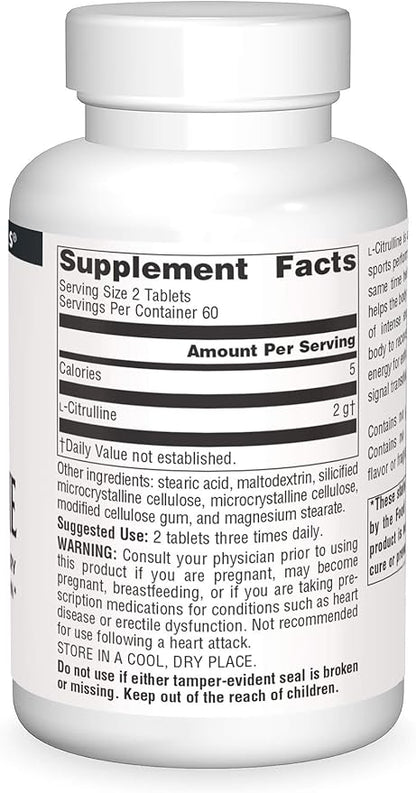 Source Naturals L-Citrulline 1000mg - Nitric Oxcide Booster - 120 Tablets