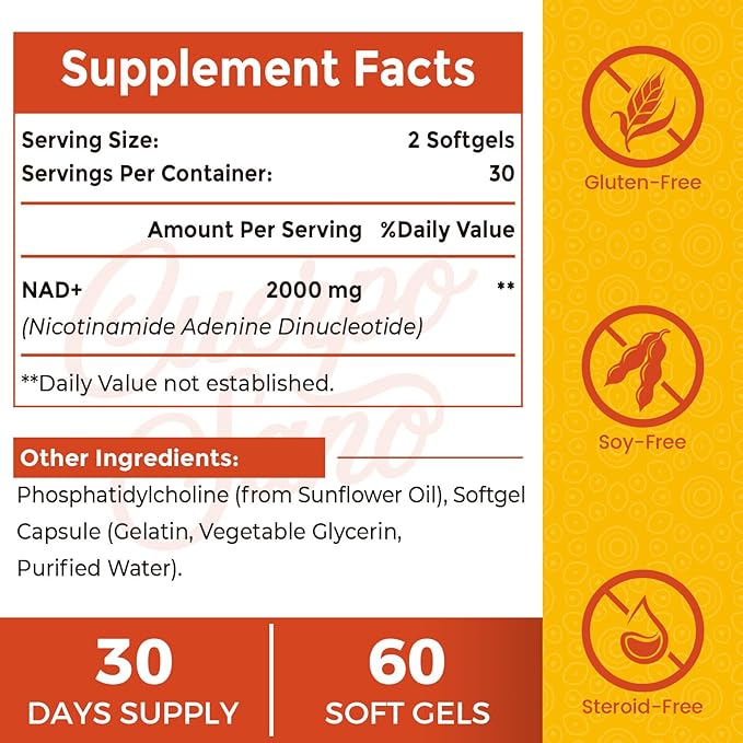 2000 MG NAD Supplement, Liposomal NAD+ with High Absorption, More Efficient Than Nicotinamide Riboside, Pure & Plus Boosting Supplement, Aging Defense, Metabolism & Cellular, 240 softgels