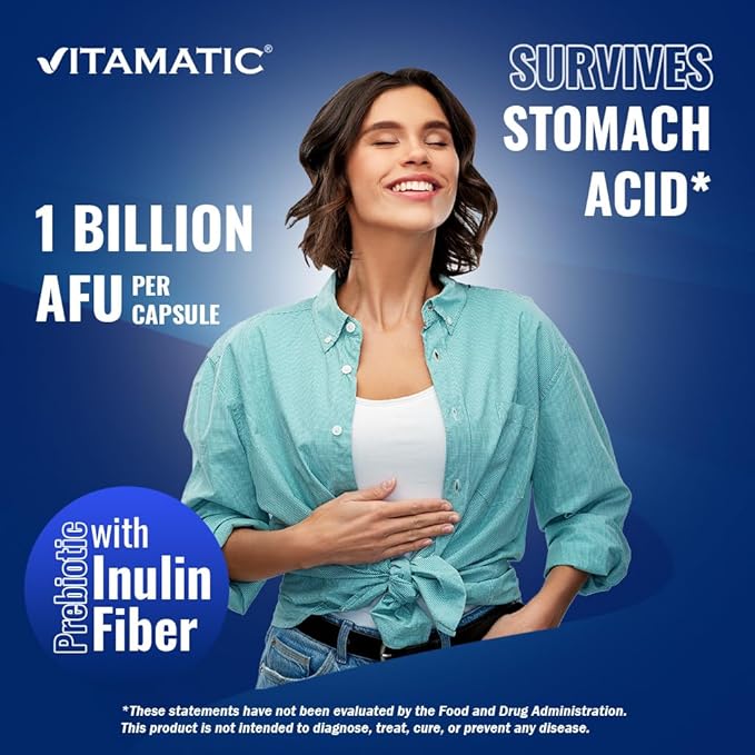 Vitamatic Akkermansia Muciniphila Gut Health - 60 DR Capsules (Delayed Released) - Made with Prebiotic Inulin Fiber