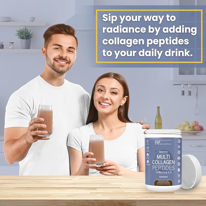 Healthy Living Proteins - Hydrolyzed Multi Collagen Peptides Powder Types I, II, III, V & X - Grass Fed Bovine, Wild Caught Marine, Free Range Chicken - Gluten Free (Chocolate, 8 oz)