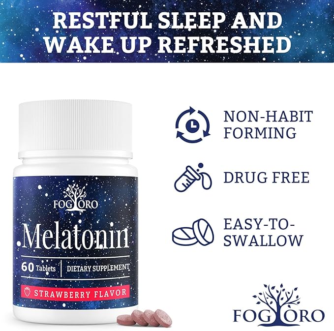 Fogoro Powerful Melatonin -Fall Asleep Faster, Stay Asleep Longer,Easy to Take, 60 Count (Pack of 2)