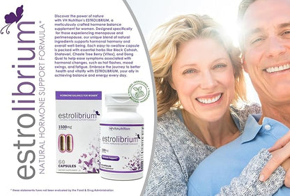 VH Nutrition ESTROLIBRIUM | Hormone Balance for Women* | Menopause Support Supplement* | Black Cohosh, Shatavari, Chaste Tree Berry (Vitex), Dong Quai | 60 Capsules in Easy to Swallow Pills
