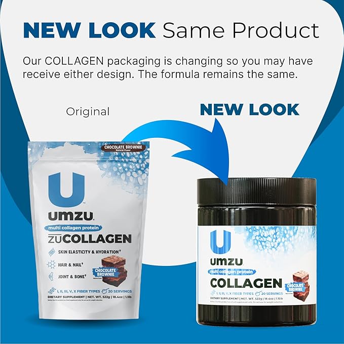 UMZU ZuCollagen Hydrolyzed Protein Powder | 5 Collagen Peptide Types for Healthy Hair, Skin, Nails, Joints & Gut | Low Calorie, High Protein (20g Protein per Serving | Chocolate)