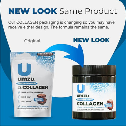 UMZU ZuCollagen Hydrolyzed Protein Powder | 5 Collagen Peptide Types for Healthy Hair, Skin, Nails, Joints & Gut | Low Calorie, High Protein (20g Protein per Serving | Chocolate)
