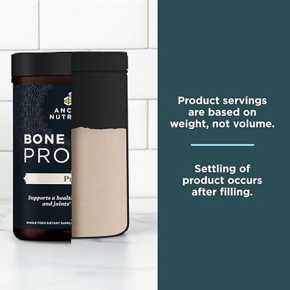 Ancient Nutrition Grass Fed & Cage Free Bone Broth Protein Powder, 20g Protein Per Serving, Hydrolyzed Collagen Peptides, Glucosamine, Chondroitin, Supports Joint & Gut Health, Pure, 40 Servings