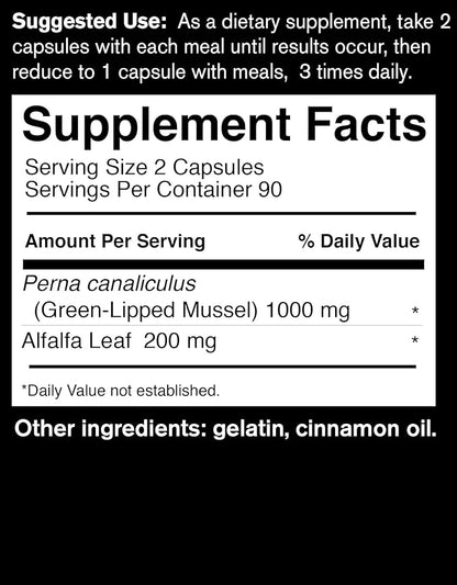 FoodScience of Vermont Sea Mussel, Green-Lipped Mussel Joint Supplement Capsules, 180 Count