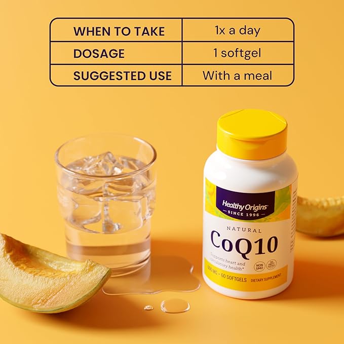 Healthy Origins® CoQ10 600 mg – Natural Trans-Isomer Ubiquinone – Yeast Fermented, Supports Heart Health & Cellular Energy – Non-GMO 60 Softgels