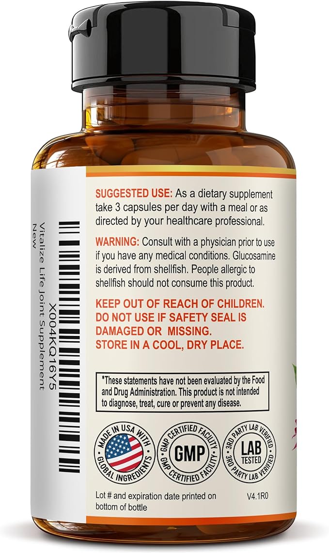 Glucosamine Chondroitin MSM Supplement – Joint Supplements for Men and Women – Glucosamine for Joints and Mobility – Turmeric for Joint Health, Cartilage and Flexibility – Made in USA