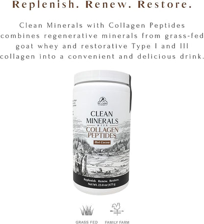Mt. Capra Clean Minerals with Collagen Peptides | Healthy Hot Cocoa with Minerals from Goat Milk Whey and Grass-Fed Type I and III Collagen Peptides for 10 g Protein | 16 Servings - 23.8 oz