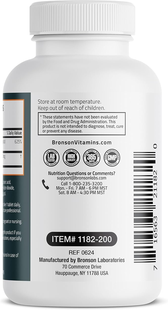 Bronson Vitamin K2 D3 (MK7) Supplement Non-GMO Formula Vitamin D3 5000IU (125 mcg) & 90 mcg K2 MK-7, Easy to Swallow D & K Complex, 200 Tablets