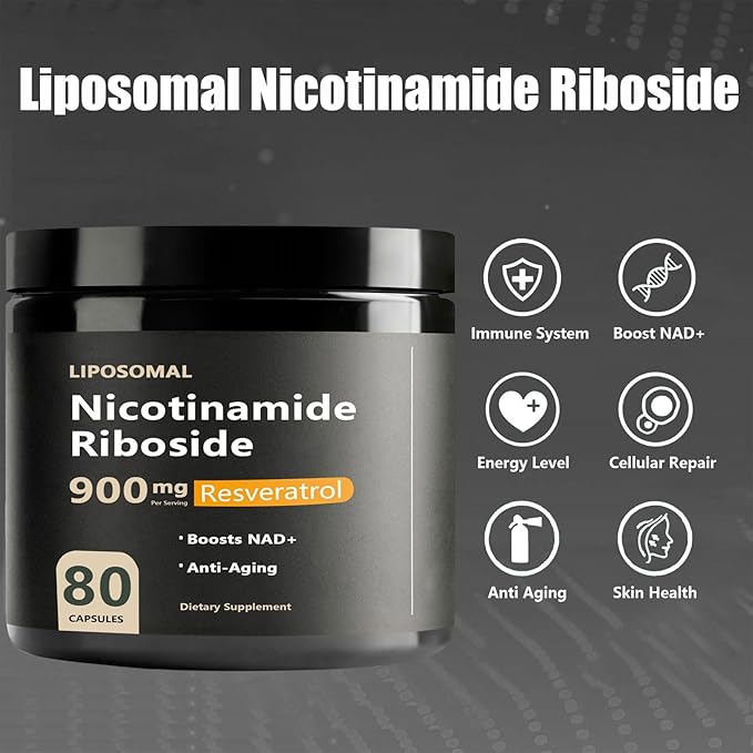 NAD Supplement - NAD Nicotinamide Riboside 900 mg, Resveratrol, Quercetin - NAD Supplement for Anti-Aging, Energy, Focus - 80 Capsules