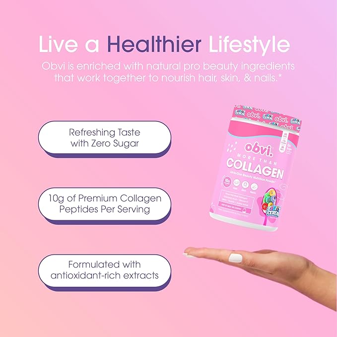 Obvi More Than Collagen Powder | Supports Healthy Hair, Skin, Nails, Joints, Gut | Grass-Fed Multi Collagen Supplement with Hyaluronic Acid, Biotin, Keratin | Fruity Cereal, 30 Servings