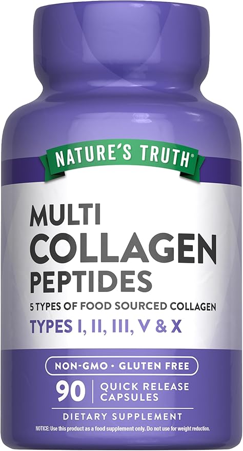 Nature's Truth Multi Collagen Peptides Capsules | Types I, II, III, V, X | 2000 mg | 90 Count | Keto Friendly | Non-GMO and Gluten Free Supplement