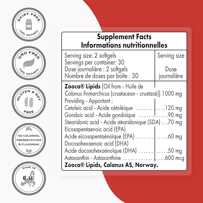 SuperSmart - Arctic Plankton Oil 1000mg per Day (Patented) - Greater Nutrition Than Fish & Krill Oil Supplement - with Omega-3 Fatty Acids, EPA, DHA & SDA | Non-GMO & Gluten Free - 60 Softgels