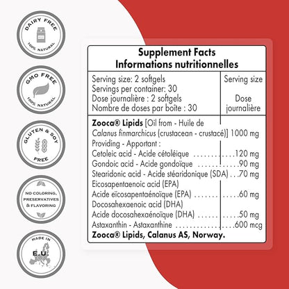 SuperSmart - Arctic Plankton Oil 1000mg per Day (Patented) - Greater Nutrition Than Fish & Krill Oil Supplement - with Omega-3 Fatty Acids, EPA, DHA & SDA | Non-GMO & Gluten Free - 60 Softgels