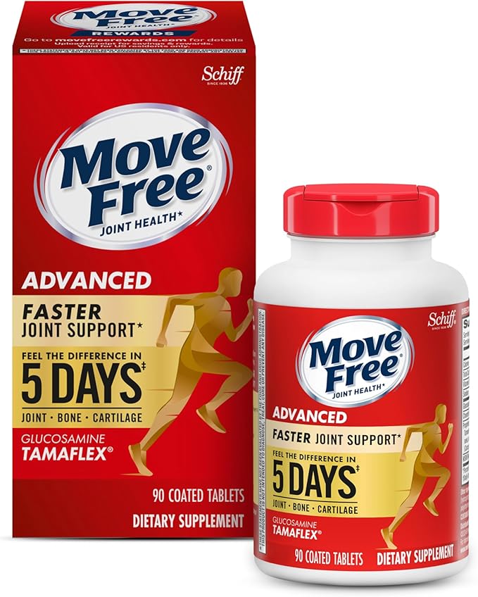 Move Free Advanced 5-Day Joint Support Supplement with TamaFlex (Turmeric & Tamarind), Glucosamine, & Vitamin D3 for Joint Health, Bone Strength, Cartilage, and Knee Range of Motion. 90 Count