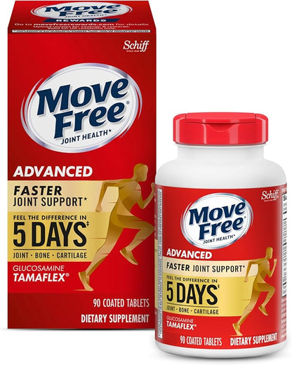 Move Free Advanced 5-Day Joint Support Supplement with TamaFlex (Turmeric & Tamarind), Glucosamine, & Vitamin D3 for Joint Health, Bone Strength, Cartilage, and Knee Range of Motion. 90 Count