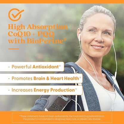 Doctor's Best High Absorption CoQ10 Plus PQQ, Cognitive Support, USP Verified, Naturally Fermented CoQ10, Non-GMO, Gluten Free, Soy Free, Vegan 60 Veggie Caps