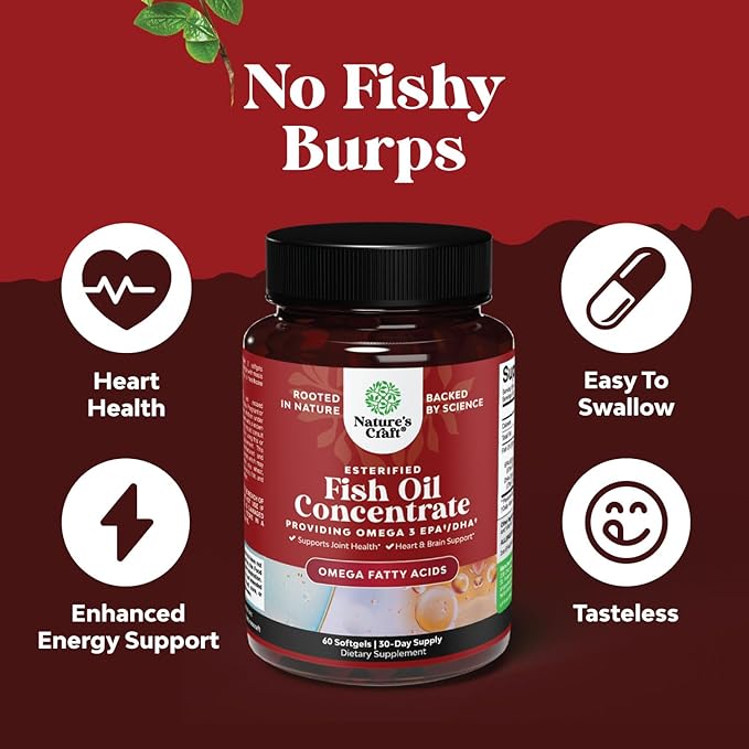 Omega 3 Fish Oil Supplement - EPA DHA Fish Oil Omega 3 Supplement with Immune Booster Brain Vitamins - Burpless 2000 mg per Serving for Mood Boost Liver Support and PMS Relief Support