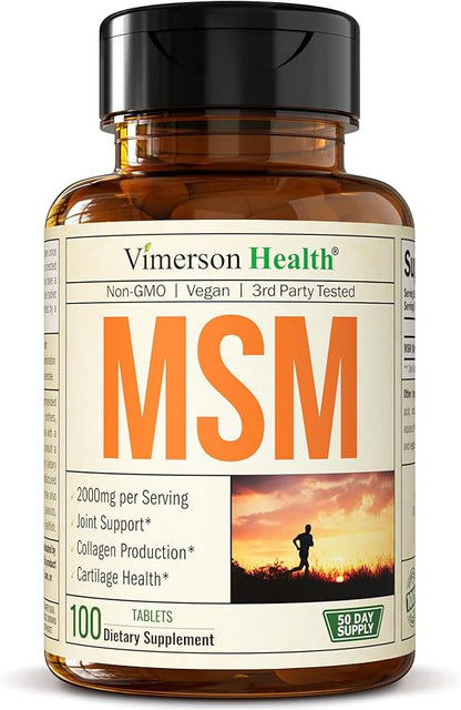 MSM 2000mg - Joint Support Supplement for Cartilage & Joint Health. Antioxidant Properties. Aids Inflammatory Response. Occasional Discomfort Relief - Back, Knees, Hands. Non-GMO. Vegan. 50 Day Supply