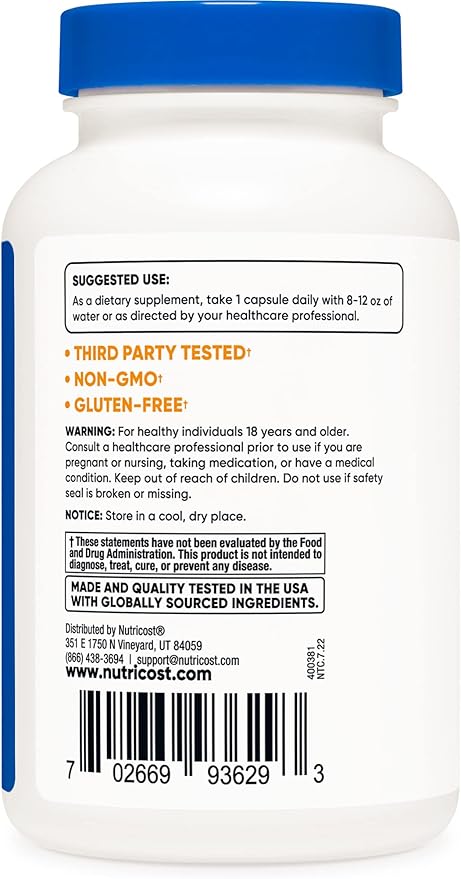 Nutricost Chelated Iron, As Ferrochel, 36mg, 240 Capsules (2 Bottles)