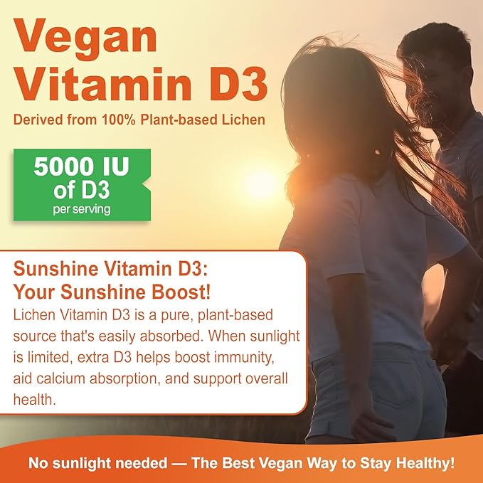 Sugar Free Vitamin D3 5000 IU Gummies + Methyl B12 Vitamins + Vegan Omega 3 Supplement - Made in USA - Organic Vitamin D Gummies for Women Men with Vitamin ACE & Zinc for Energy, Mood, Muscle & Immune