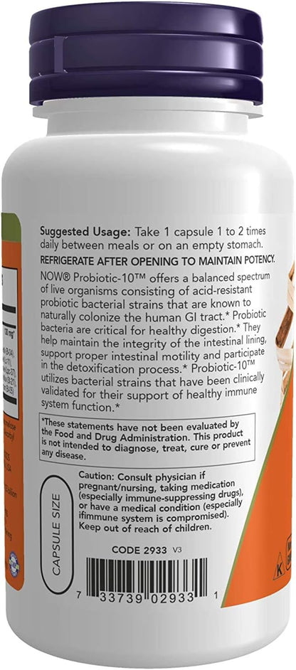 NOW Foods Probiotic-10 25 Billion, 100 Count (Pack of 3)