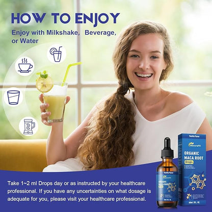 Maca Root Ashwagandha Liquid Drops - Maca and Ashwagandha Supplements with Goji Berry,Ginger Extract,L-Arginine and Magnesium Enhanced Energy 2 fl oz