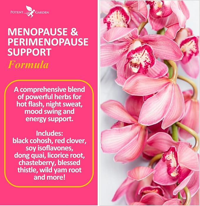 Potent Garden Menopause Relief Supplement with Black Cohosh, Soy Isoflavones, and Don Quai, Hot Flash Relief & Night Sweats Relief for Women, Non-GMO, 60 Capsules, 30 Servings