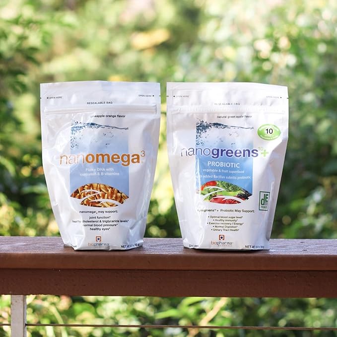 Biopharma Scientific Nanomega: Vegan Omega-3 DHA Powder, Fish Oil Alternative from Golden Flaxseed for Heart, Brain, & Joint Health, Pineapple Orange Flavor, 30 Servings