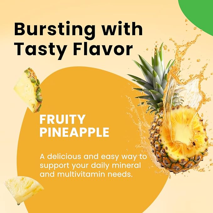 Iron Gummies with Multivitamin, Iron Supplement for Women & Men with Zinc, Vitamin B Complex & C, B12, Folate - Blood Builder & Energy Support for Adults & Kids - Pineapple Flavor, Vegan 60 Gummies