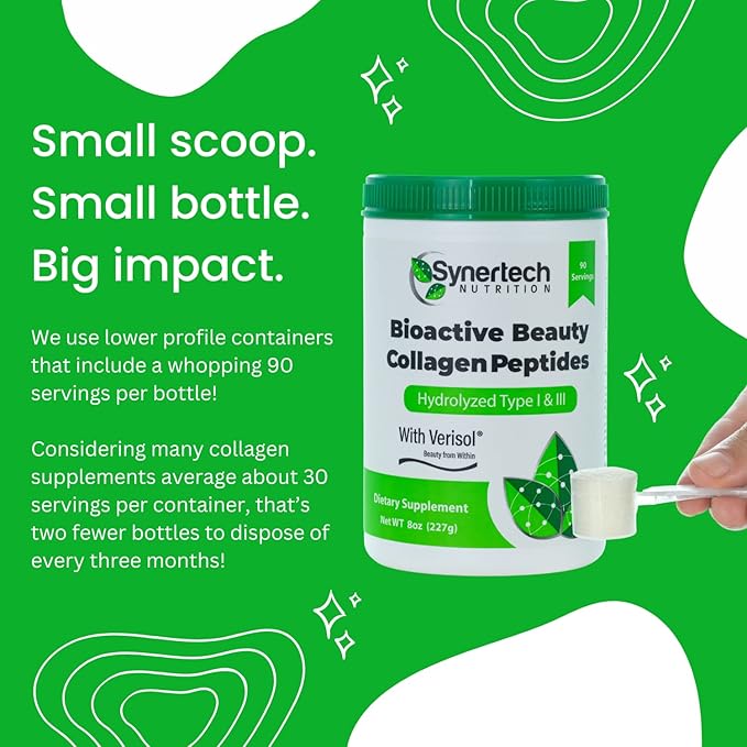 Bioactive Hydrolyzed Collagen Peptides Powder (90 Servings) | Type I & III with VERISOL & 18 Amino Acids | Non-GMO, Grass Fed, Gluten Free, Keto-Friendly