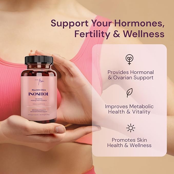 Myo-Inositol & D-Chiro Inositol Supplement for Women 4100mg (40:1 Ratio) – 9-in-1 Hormonal & Metabolic Support with Folate, Vitamin B6, B12, D3, Zinc & Chromium
