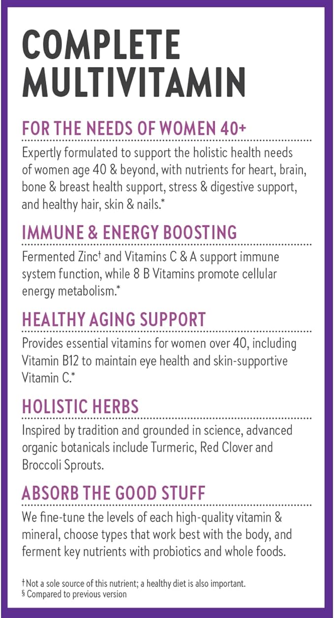 New Chapter Women's Multivitamin 40 Plus for Energy, Healthy Aging + Immune Support with 20+ Nutrients -- Every Woman's One Daily 40+, Gentle on the Stomach, 96 Count