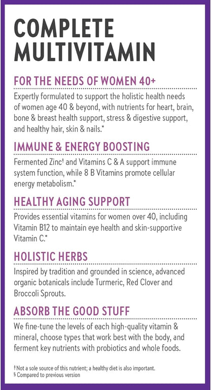 New Chapter Women's Multivitamin 40 Plus for Energy, Healthy Aging + Immune Support with 20+ Nutrients -- Every Woman's One Daily 40+, Gentle on the Stomach, 96 Count