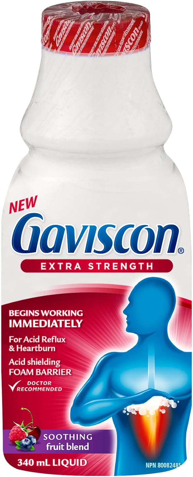 Gaviscon Gaviscon Extra Strength Liquid Fruit | Long-Lasting Acid Reflux and Heartburn Relief | 340ml 1 Count
