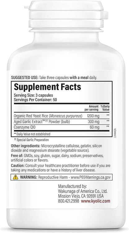 Kyolic Aged Garlic Extract Formula 114, Red Rice Yeast & Coq10, 150 Capsules