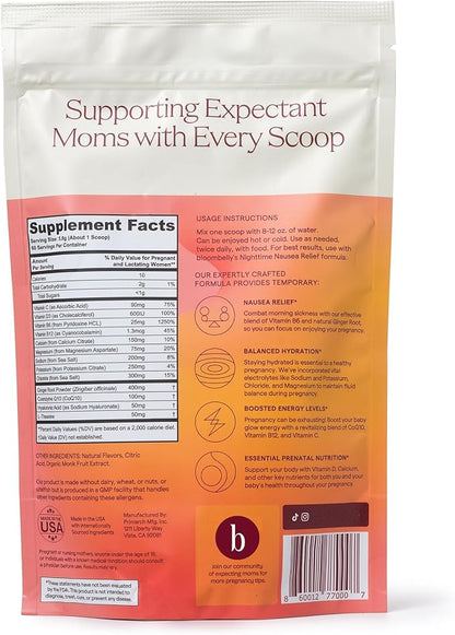 Morning Sickness + Nausea Relief. Electrolytes Hydration Support. Safe Energy Boost + Prenatal Vitamins with Magnesium, Vitamin b6. First Trimester Pregnancy Must Haves 60 Servings