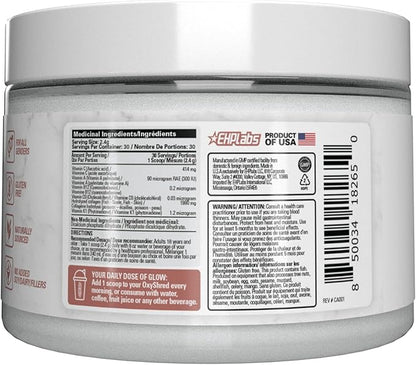 EHP Labs OxyGlow Natural Marine Collagen Powder - Hydrolyzed Marine Collagen Peptides Powder - Boosts Skin Elasticity & Firmness, Accelerates Nail Growth & Strengthens Hair, 30 Serves (Unflavored)