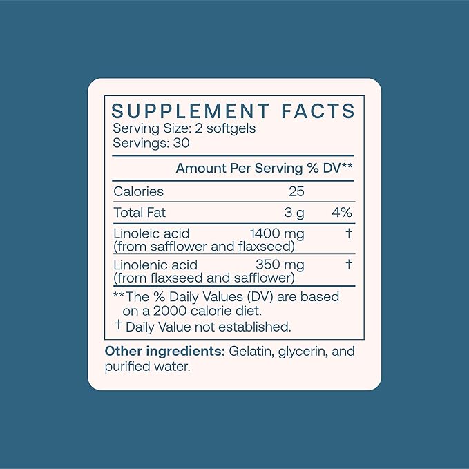 BodyBio Omega Oils 3 & 6 - Essential Fatty Acids for Brain and Heart Health | Organic Safflower and Flax Seed Oil Blend | Cold-Pressed Oils | DHA EPA | Balance Oil 60 Softgel