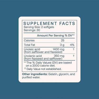 BodyBio Omega Oils 3 & 6 - Essential Fatty Acids for Brain and Heart Health | Organic Safflower and Flax Seed Oil Blend | Cold-Pressed Oils | DHA EPA | Balance Oil 60 Softgel