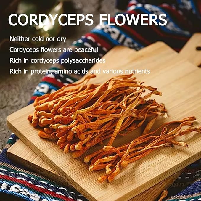 QIANPINHUI Cordyceps Flower Whole Dried Cordyceps Mushroom 6oz - Helps Reduce Fatigue,Increase Energy for Soup/Cooking/Cooling/Tea Making