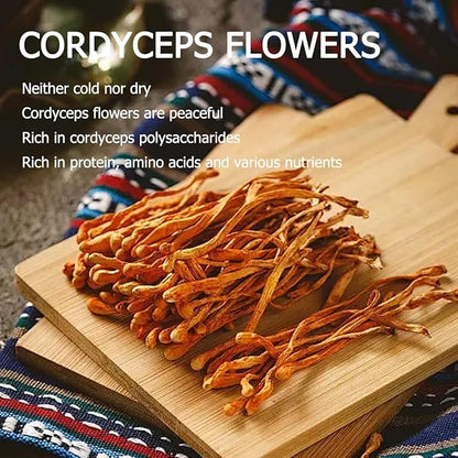 QIANPINHUI Cordyceps Flower Whole Dried Cordyceps Mushroom 6oz - Helps Reduce Fatigue,Increase Energy for Soup/Cooking/Cooling/Tea Making