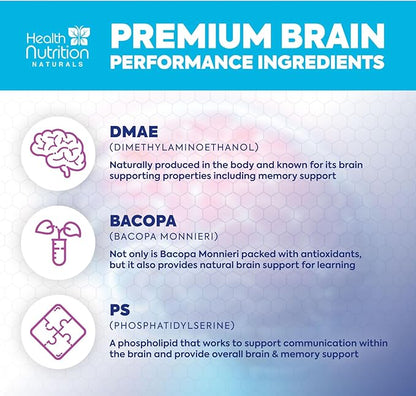 Brain Supplements for Memory and Focus - Extra Strength Nootropic Capsules for Concentration, Alertness, Cognitive Support - Phosphatidylserine, Brain Health Vitamins B6 C E Zinc - 120 Capsules