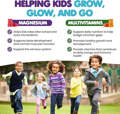 DR. MORITZ Kids Magnesium Gummies Orange Flavor (120 Count) and Kids Multivitamin Gummies (120 Count) - Relaxation & Health Support - Non-GMO, Vegetarian Toddler Vitamins