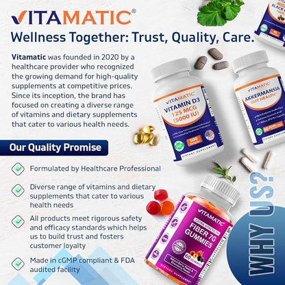 Vitamatic Folic Acid 1000 mcg (1 mg) – 240 Vegetarian Tablets (Pack of 2) 1667 mcg DFE – Vitamin B9 for Prenatal, Heart & Cellular Health