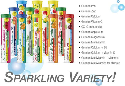 T&D German Iron 14 mg - 480 Vegan Drink Effervescent Tablets - Cherry Flavor - Made in Germany