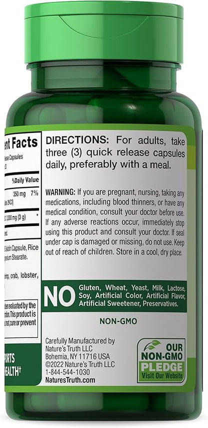 Nature's Truth Glucosamine Sulfate Capsules | 3000mg | 60 Count | Triple Strength | Non-GMO & Gluten Free Supplement